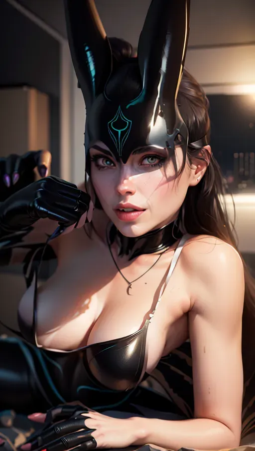 best quality, (((ultra high res))), (detailed face and eyes), ((female symbiote corruption)), five fingers per hand, symbiote body intrusion, all fours, symbiote face