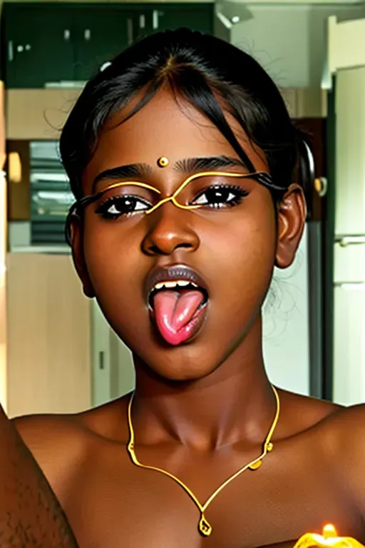 beautiful, masterpiece, best quality, extremely detailed face, perfect lighting, 1girl, solo, <lora:dpmg_licking:1>, lickingoral, sucking penis, , innocent face, black hair, indian girl, dark skin