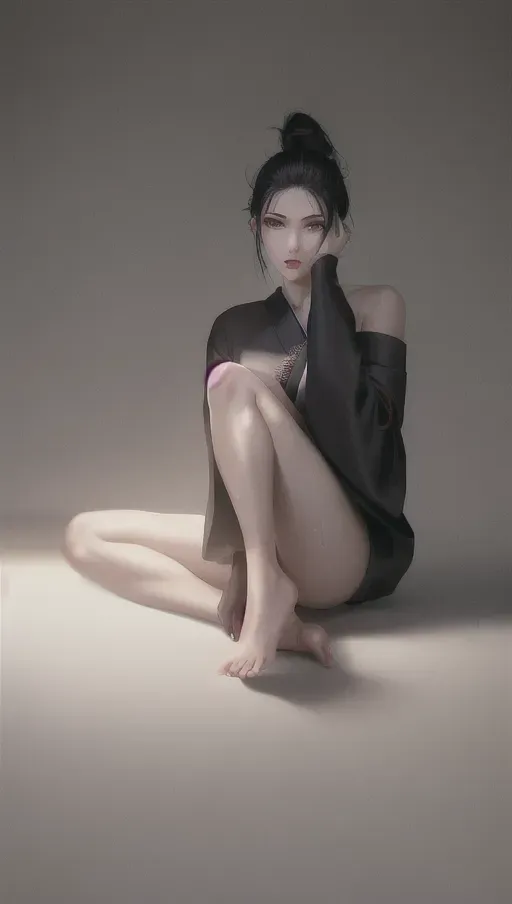 1girl, full body, detailed face::5, beautiful::5, attractive::5, sexy::5, flawless::5, shapely::5, sensual, dirty::5, fatal, lethal, deadly, hurt::5, bruised::5, feudal japan::5, japanese , seductive, surprised, startled, stunned, attacked, ambushed, assaulted, frightened, terrified, alarmed, scared, spooked, panicked, fearful, terrorised, moody lighting::5, night::5, short hair, dark hair, black hair, parted hair, almond shaped eyes, eyes open::5, eyes wide::5, eyes wide open::5, thin lips, solo , masterpiece, ultra high res, professional, photo referenced::5, 23 years old, young adult::5, slim, pale skin, kimono, dark red kimono, saliva, saliva dripping, summer, thin clothing, sweat, sweaty skin, shiny skin, purple eyeliner, small breasts::5, pain::5, head tilt, mouth open, mouth agape, parted lips, bending, bent, 1 character, long sleeves::5, loose top, bags under eyes, feet, foot, dorsal, bare feet, barefoot, sitting , legs crossed, hand on face