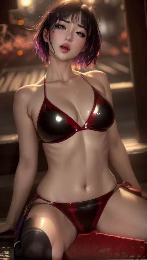 1girl, full body, detailed face::5, beautiful::5, attractive::5, sexy::5, flawless::5, shapely::5, sensual, dirty::5, fatal, lethal, deadly, hurt::5, bruised::5, feudal japan::5, japanese , seductive, surprised, startled, stunned, attacked, ambushed, assaulted, frightened, terrified, alarmed, scared, spooked, panicked, fearful, terrorised, moody lighting::5, night::5, short hair, dark hair, black hair, parted hair, almond shaped eyes, eyes open::5, eyes wide::5, eyes wide open::5, thin lips, solo , masterpiece, ultra high res, professional, photo referenced::5, 23 years old, young adult::5, slim, pale skin, kimono, dark red kimono, saliva, saliva dripping, summer, thin clothing, sweat, sweaty skin::5, shiny skin::5, purple eyeliner, small breasts::5, pain::5, head tilt, mouth open, mouth agape, parted lips, bending, bent, 1 character, bags under eyes, feet, foot, dorsal, bare feet, barefoot, blood::5, bleeding::5