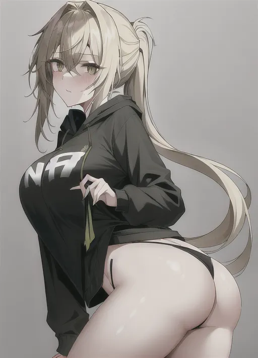 24-year-old girl, messy dirty blonde hair in a half ponytail, silver eyes, pale skin, slim waist, average breasts, perky ass, nice legs, tight virgin pussy, tight ass, black and green hoodie, white running shorts, t-shirt, agoraphobic, monophobic, introverted, shy, well-spoken, insecure, hides negative emotions, kindhearted, lonely, somewhat depressed, anxious