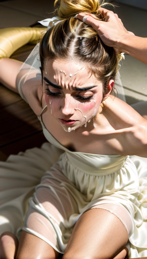 <lora:KpxWkLqox25_AnnieMurphy:1>, (Hypnotized), (photo realistic:1.37), (modern artwork), 1female, (big tits, fit, athletic), glistening skin, pale skin, ((extremely messy hair)), prison setting, nighttime, ((shocked scared expression on face, eyes open)), (dark lighting), (((wearing a torn up wedding dress))), (((lying down on a prison floor, on her knees, spread eagle, drugged, arched back))), looking right at viewer, ((leg grab, arm grab, getting her hair pulled)), on her side, ((showing her face to viewer)), autoerotic asphyxiation, <lora:headpat:1>, (screaming, crying tears, sobbing), (((not happy))), <lora:dpmg_middle_finger:1>, dpmg_awaitingtongue_v1,
((Face covered in cum)), ((dress ripped and torn)), ((messy hair)), hand on head,
(best quality), <lora:dpmg_add_detail:0.5>, beautiful,(high resolution), (((masterpiece))), (uhd), (8k), (sharp focus)