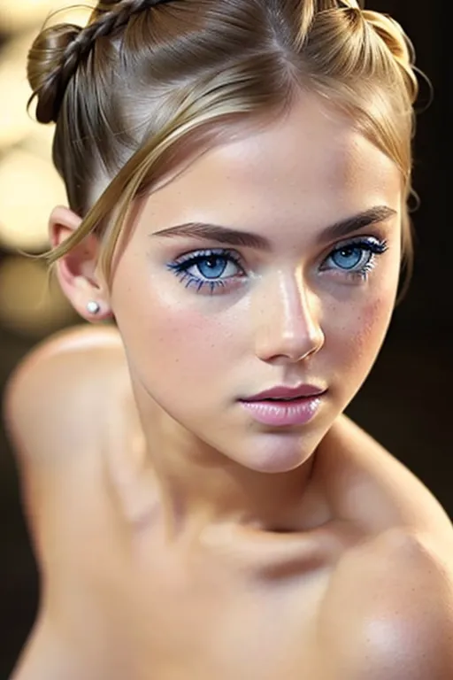 nude sexy longing shameless Young nude Chloe Grace Mortez, blue eyes, ((accurate face)), ((accurate face)), show full upper body, nude, sexy pose, (((small breasts))), five slender fingers, (((short hairstyle, buns))), beautiful face,beautiful lips,detailed large eyes,curved eyebrows,cinematic lighting,studio lighting,professional,editorial, female orgasm, blowbang))), (((looking fiercely straight into the camera)))