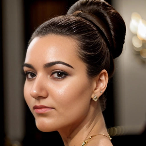 masterpiece beautiful woman,hair buns, front look, 8k hight details