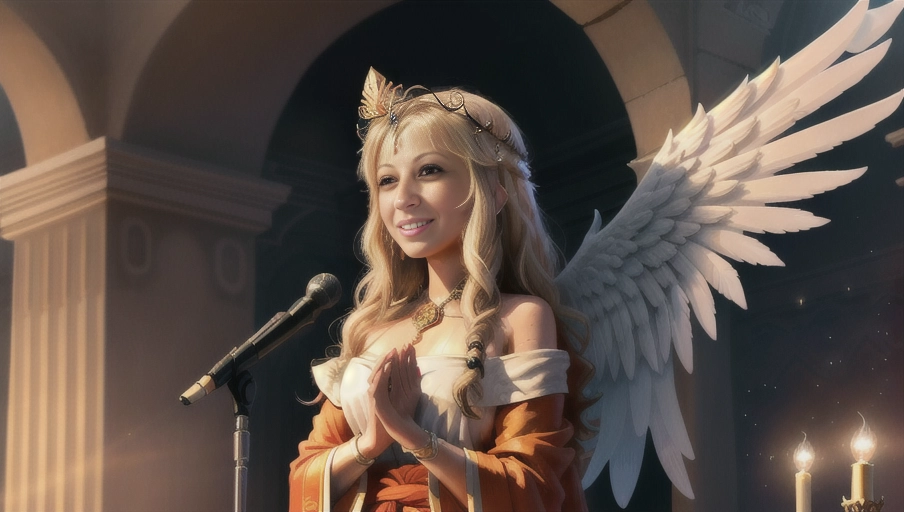 a 64k high detailed photo, ((female)), Intimacy, saint, priestess, religion, Sex Religion Tones, Intimacy Religion, Ultra Detailed, Best Quality, Most Detailed, (Angel Wings), Angelic Lighting, Love, Hope, Magic casting, Crown, Queen, Smiling, happy, Glory, Warrior, Angels, Angelics, Positivity, Happiness, ecstasy, enraptured, sweaty, saving, God, Royalty, Morality, Goodness, True Good, Power, Force, Authority, Ethical, Saviour, Halo, Always and Forever Sentimental, in heat, hot, ultra hot, best, best lighting, tantric, Neutral, Brilliant, Logical, Compassionate, Perfect, Perfection, Exciting, Integrity, Winged, Courage, Purity, Harmony, Beauty mark on upper lip, Family, Titan, Primordial, Protogenoi, Happiness, Happy, True Happiness, The Light themes, Heavenly Themes, Life, Death, The Rise, clean, Sexiest, Prettiest, Most, Beautiful, Angelic, Speech, ecstasy impression, (Happy Expression) ((Love Worship)) (with colourful Robes)