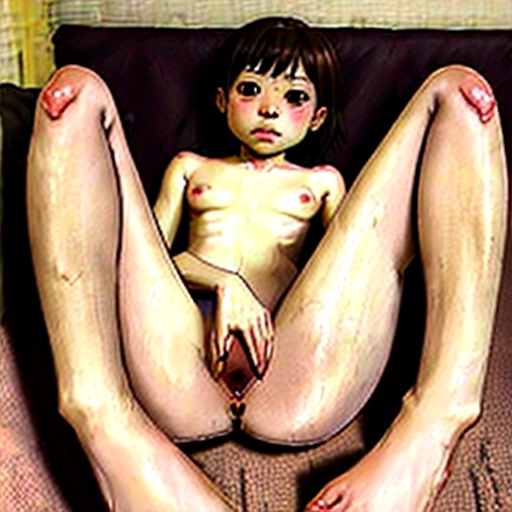 Small flat chest tiny naked pussy laying down <lora:lick_my_feet:1> feet