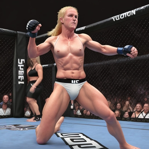 Holly Holm, Holly Holm from the UFC naked with a huge clitoris, big clit, big clitoris, fit, athletic, photorealistic, b-cup breasts, better breasts, puffy nipples, thin