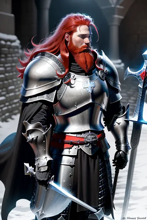 Dopamine Girl - Fantasy Knight With A Greatsword, Crusader, Hair, Full 