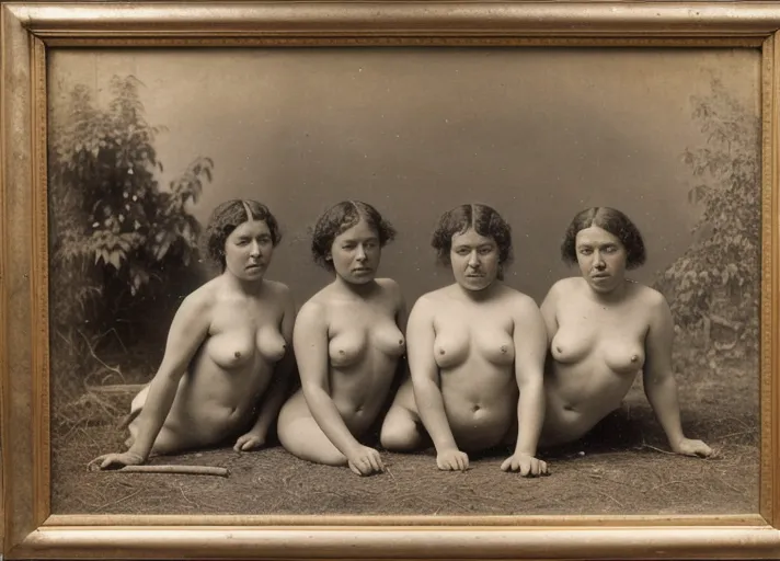 a photograph of, basque girls, nude, 19th century ethnographic anthropology, well framed composed, artistic erotic photography magazine