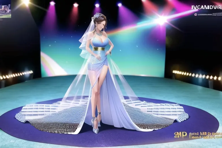 Model wears a transparent dress (getting interviewed by the newspress on the catwalk:1.4).