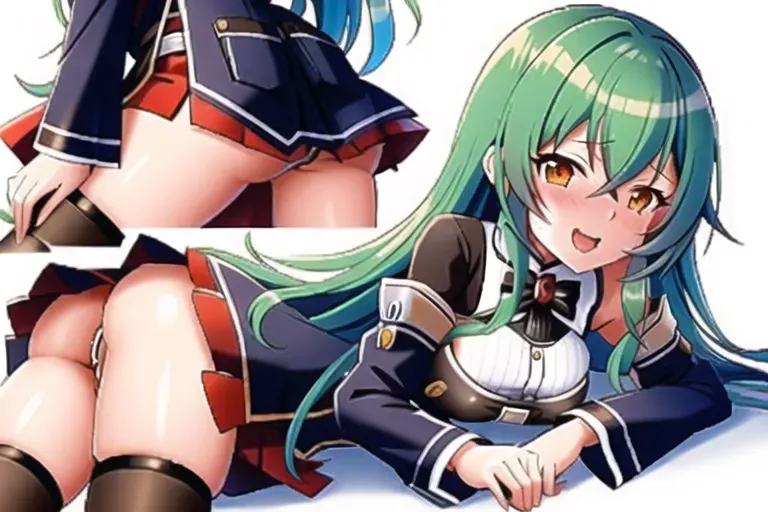 A high detail drawing of Roxy Migurdia from mushoku tenses masturbating in her clothes while watching Paul and Lilia have sex