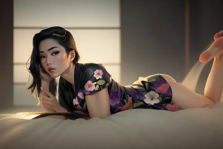 1girl, full body, feudal japan, edo period, night, japanese, highres, short hair, dark hair, black hair, green eyes, almond shaped eyes, thin parted lips, solo, ((masterpiece)),photo referenced, pale skin, tenchu, kunoichi, professional, ultra high res, kuugire, stealth, soft feminine facial features, button nose, 25 years old, bare legs , uncovered legs, skin visible, seductive look, arrogant look, sinister look, detailed face, detailed eyes, dark kimono, foot, feet, soles, sole of the foot, foot sole