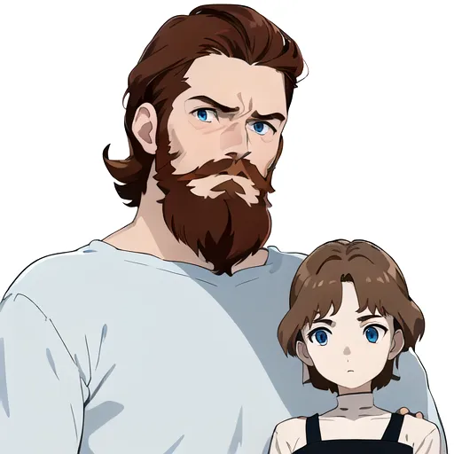(masterpiece), absurdres, smooth, soft lines, soft edges, perfect edges, (soft lighting), (soft glow), perfect anatomy, detailed background, hair with great details, perfect eyes, perfect face, 1man, ((ghibli art style)),
((Man with light brown hair)), short hair, serious, wide chin,
(Light brown hair), ((blue eyes)), ((pale skin)), ((short red beard)),