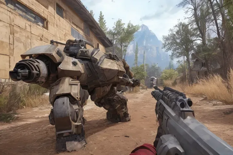 masterpiece x best_quality, weapons, armor, action-packed, photorealistic graphics, futuristic, power armor, pov, first-person perspective, armored, power armored, FarCry type, poles of corpses in the background, weapon viewport, first person viewport, first-person viewport, first person weapon view, first-person weapon view,