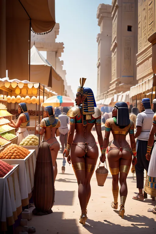 8k, digital photo of,
Ancient Egyptian city, Day time, busy, Ancient Egyptian market,
nudist people, Egyptian clothes, exposed breasts, exposed vagina,
families, highly detailed, correct human anatomy, happy, voyeurism, exhibitionism, beautiful, perfect lighting, depth of field