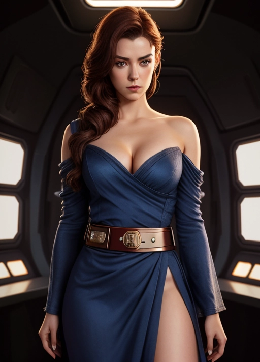 star wars, makeup, (20yo Olivia Williams:0.8), (Bree Daniels:0.5), dress, belt, side slit, wide sleeves, cleavage, 5 fingers, Expressiveh, ((detailed face)), three quarters shot,
highly detailed, lighting, high quality, high definition, very detailed, (aroused:1), photo, (outfit:1.5), 8k, UHD,