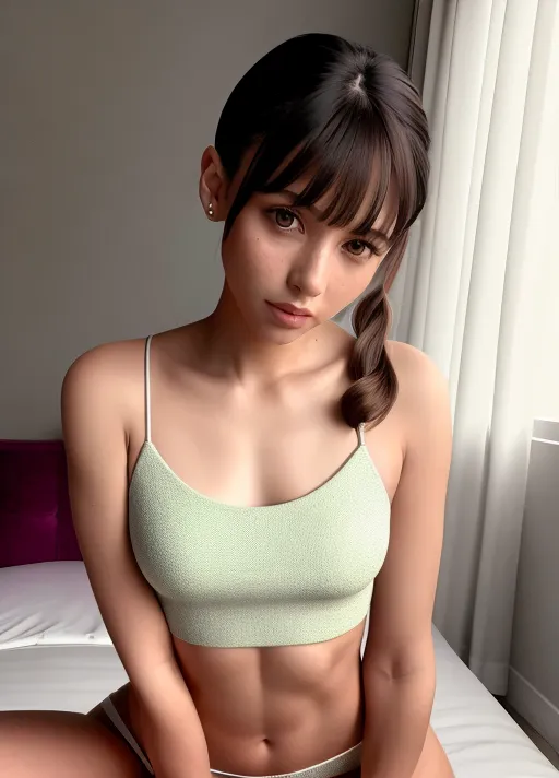 (((A high resolution full-body shot of 2 models))), ((yuri 2-lesbians, playing on a bed)), innocent, olive skin, ((highly detailed textured hair)), ((((short brunette hair)))),((blonde pigtails)), ((((ultra-detailed gorgeous face features)))), ((beautiful innocent face with pale freckles))), (((dualips))), ((open mouth)), ((with a thin body and small breasts with hard nipples))), ((((soft flat stomach and thin waist features)))), (((long skinny legs))), (((small round ass))), ((detailed female anatomical features)), (((bare shoulders))), ((loose crop tops)), ((see-through lace panties)), (((on a bed, playful))), ((one hand inside her panties)), ((accurate hand detail)), ((front view)), ((((((sensually looking at the camera))))), ultra erotic, ((((best quality)))), ((((high resolution)))), ((((maximum resolution)))), (((detailed background of studio bedroom))), sharp-focus, editorial, aesthetic scene, foreground lighting 2.4, foreground-focus, ultra best quality, ultra high quality, ultra high resolution,
ultra high realism, ultra high realistic, ultra high masterpiece 1.2, ultra cinematic effects,
ultra cinematic lighting, ultra perfect eyes, ultra perfect teeth, ultimate model physique,
ultra perfect accurate portrait, super ultra accurate, looking directly at viewer)