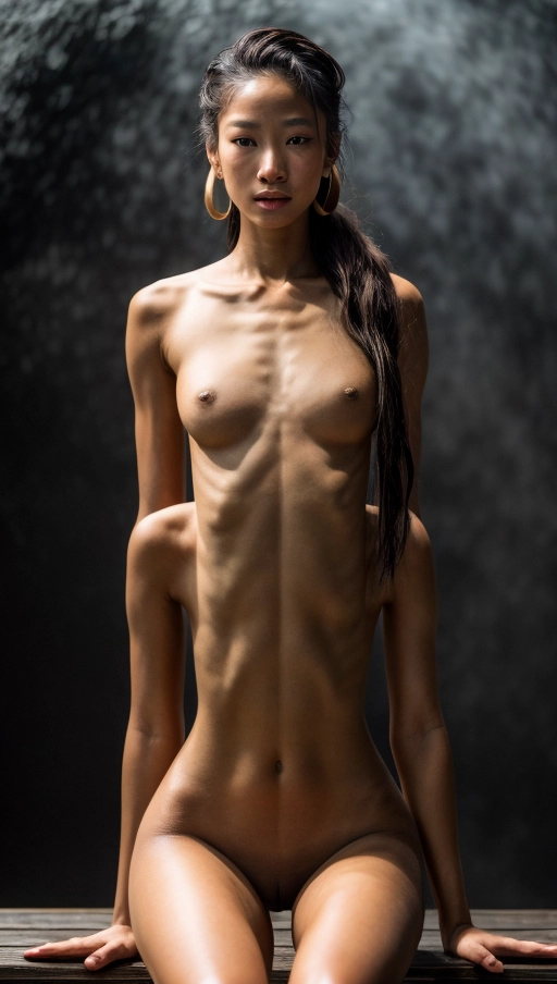 (16k photograph), focal length 110 mm, ((full body photo)), normal contrast, bokeh, insanely detailed and intricate, ((real)), sharp and crisp photo, realistic lighting and colors, well illuminated face, (complete body in frame), ((best photo for masturbation)),
gorgeous ((18 yo mix of (Lio Tipton in 2014:0.5) and (Elodie Yung:0.4) and (Sonoya Mizuno:0.6))),
(on a foggy misty mystic rocky beach), (spreading her legs),
sitting with spread legs, legs stretched out,
(Body position for imminent penetration),
craving to be fucked, (aroused), (looking extremely seductive), (confident:0.5), incredibly adorable, lascivious,
((she evokes in the observer a very strong sexual desire)), ((she looks into the camera)),
(narrow cheekbones:0.35),
(<lora:dpmg_pov_from_below:0.9>),
(real natural imperfect looking face), (natural body with some little imperfections),
wearing subtle earrings,
<lora:dpmg_add_detail:1.2>,
disheveled open hair in random hairstyle, her hair falls in her face,
(light-skinned),
medium torso length, ((small to medium boobs)), ((skinny thighs)) , (firm bottom) , (girlish butt), small butt, little bottom, (narrow hips), (skinny legs), (natural body proportions), (((five fingers per hand))), realistic slender hands, beautiful lips, girlish round chin, (accurate philtrum), natural eyes, curved eyelid, curved eye brows, perfect nipples, realistic nipple areola, her eyes following the camera,
realistic skin textures, realistic clothes textures,
(gaping pussy with visible large labia minora), (exposed pussy:0.9), (visible vagina:0.9), ((realistic detailed pussy)) , (highly realistic vagina), imperfect pussy, ((flat pussy)), (small accurate perfect anus), (closed anus), one anus, one vagina, one vaginal entrance, femoral gap