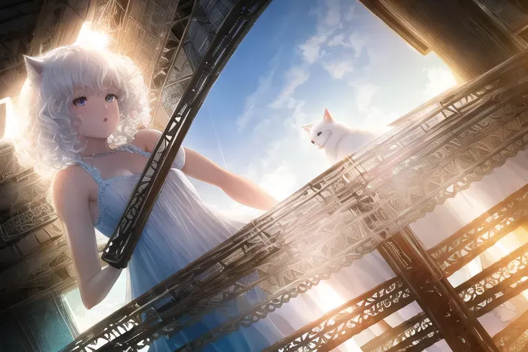 a RAW photo of, young white cat girls in glowing sundresses, (muscular), small breasts, short curly colorful hair,8k,ultra realistic,professional, well lit,studio lighting