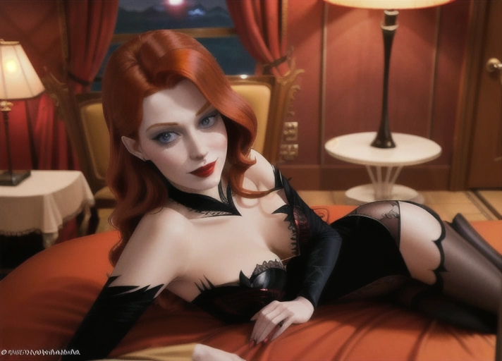 midnight in the luxury penthouse suite at Hotel Transylvania, Beautiful long auburn haired with large deep blue eyes Queen Anna of Arendelle in elegant black gothic style posing hypnotized, in the hungry embrace of her new vampiric very pale short black haired friend Mavis with a fanged blood thirsty smile from Hotel Transylvania convincing Anna to join her as a vampire. photorealistic. photorealistic.