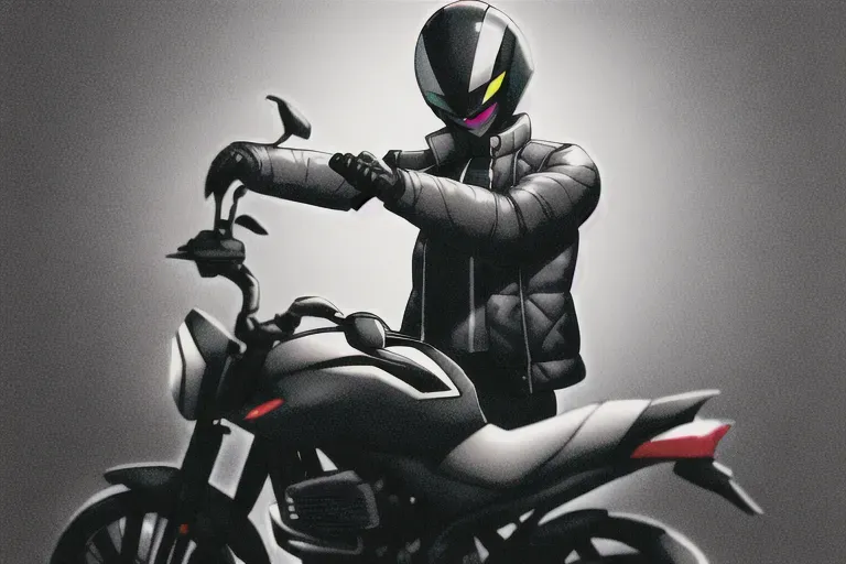 1girl, black skin, black accents, white jacket, dark heavy shadow, vest, wearing motorcycle helmet,
