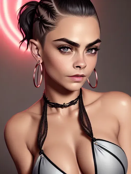 realistic HD photograph of, (((side profile)))((Cara Delevingne)))((accurate face)), (((As a swimwear model)))(((wearing exotic string sling black microkini)))(((wearing hoop earrings))) ((((squeezing her breasts)))(((touching vagina)))(((masturbating)))), very sexy pose,(((perky breasts))), (((voluptuous athletic build))),(((sexy biting lower lip)))(((long undercut shaved hairstyle)))(((mischievous playful expression))), beautiful face, beautiful lips,detailed large eyes,curved eyebrows,cgsociety,cinematic lighting,studio lighting,professional,editorial,
