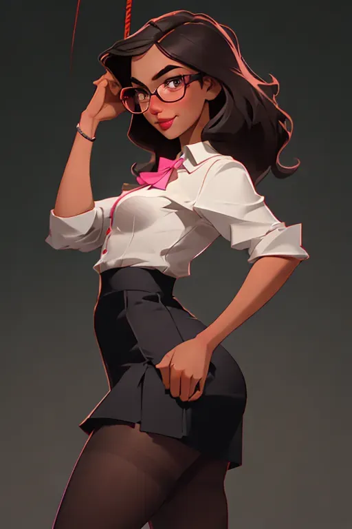 Nerd, United States president, Alexandria Ocasio-Cortez, stripping for me, Latina, tanned skin, medium dark hair, wide glasses, dark eyebrows, eyeliner, seductive eyes, smiling lips, in pleasure, button up paisley blouse, presidential dress suit with skirt pulled up, pink breast cancer ribbon on her left chest, ripped pantyhose, high heels, sexual parts showing, small breasts, thin waist, thicc ass, full thighs, aroused clit, wet vagina, squirter, throbbing anus clearly visible, one hand pleasuring her pussy, submissive, swinging on a stripper pole, in the oval office, realistic, life like, high definition, excellent lighting, 4k quality, awesome shading, great detail, five fingers per hand
