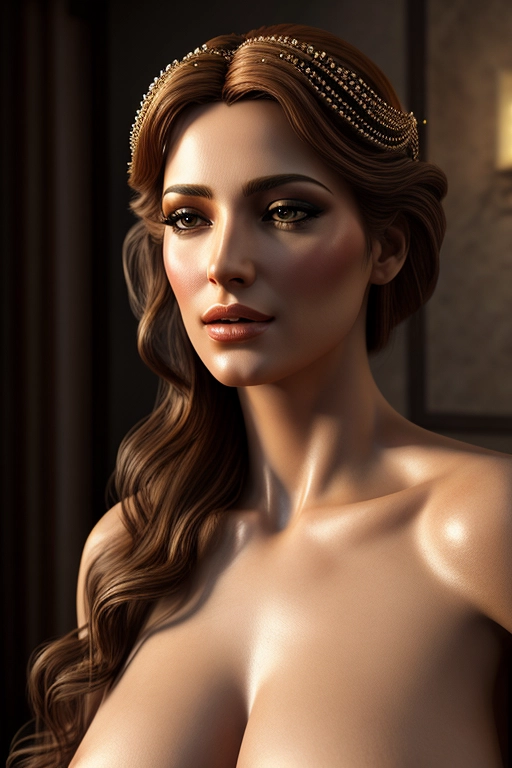 erotic art illustration rendered as a (photorealistic:1.6) image of a Greek goddess, masterpiece, 8k resolution, accurate face, detailed face, detailed skin texture
