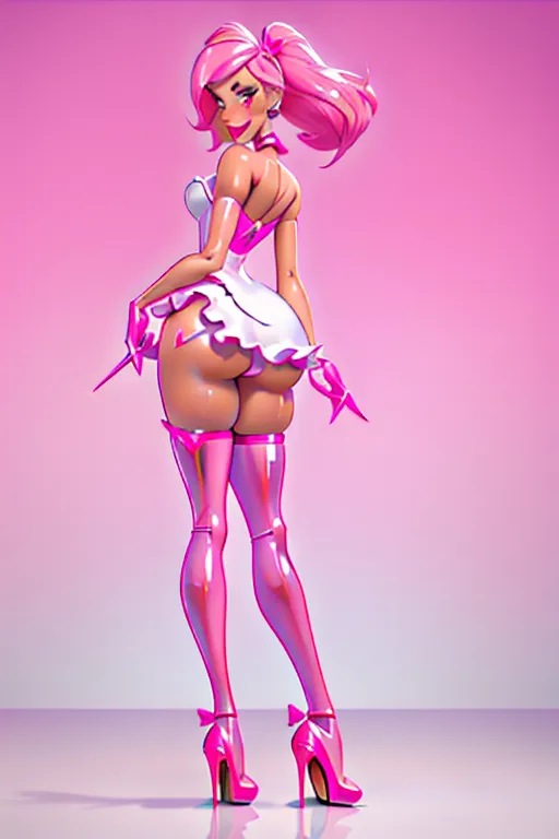 beautiful face, ((perfect female anatomy)), barbie french maid, (outfit), (cum slut:1.1), suck mens cock, multiple cocks, seductive, 8K, high resolution, dynamic scene, (((full body visible))), (((she wears pink high heel stiletto pumps))), (((perfect anatomic face))), beautiful face, cutie, plastic doll, shiny look