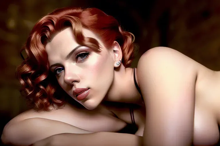 8k hyperrealistic photo, of Scarlett Johansson,(realistic face) on all fours, view from the front, a man behind scarlett is having sex with her, Scarlett is scared (real exression), in a dungeon, doggystyle sex
