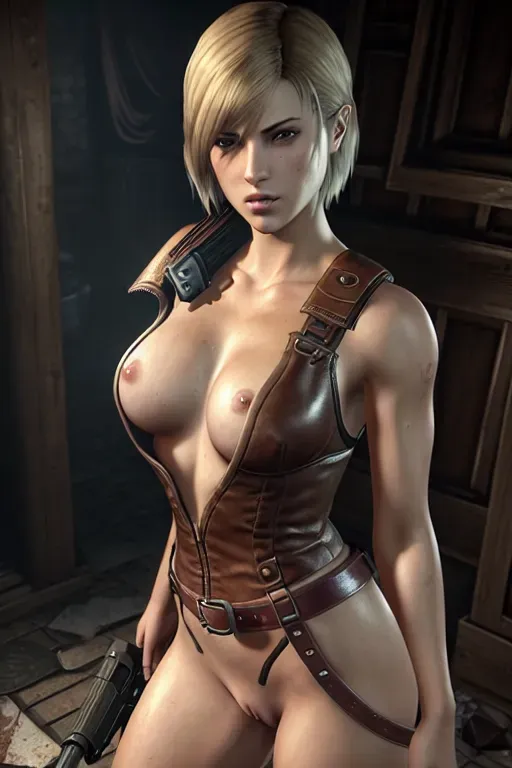 Ashley Graham from resident evil 4 remake rendered by pixar if movie was 18 and a porno,((extremely detailed hair)),detailed (big eyes dark eyes),detailed face,(masterpiece),best quality,(beautiful lighting),expressive eyes, perfect face, (1girl),((small breasts)),naked,((looking at viewer)),((looking at camera)),highly detailed background,((dramatic lighting)),seductive pose,seductive,extremely detailed eyes,(high quality wallpaper),((centered in camera)),(beautiful, vivid), dripping wet, ripped clothes to see nipples (((capcom))), (((ella freya))), (((short blonde hair like in the game)), she is in the village at the beginning of the game resident evil 4 (((resident evil 4 remake)) is naked on her knees and spreading her asshole for the viewer, photo realistic exact match, Create a realistic render of a female portrait using a combination of classical and modern artistic styles, paying close attention to details such as facial features, hair, and clothing. Use a warm color palette to convey a sense of elegance and sophistication, and experiment with lighting and shading to create depth and texture. Incorporate naturalistic elements, such as a background or scenery, to enhance the realism of the overall composition.