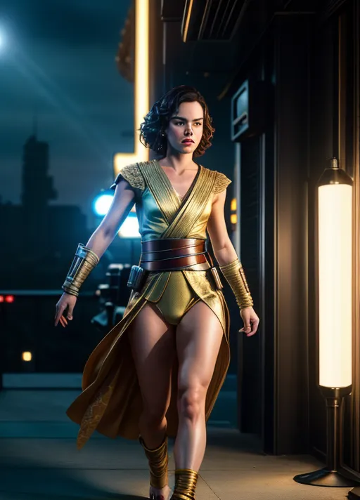 A real photo of (Daisy Ridley), looking sexy, enchanting, dressed in sexy Star Wars costume, cyberpunk, night, outdoor Star Wars scene, with (Rosario Dawson) behind her, holding her around the waist,
(establishment shot), (wide-angle shot), (full body shot:1.3),
(<lora:dpmg_add_detail:1>),
detailed glossy eyes, beautiful lips, detailed face, detailed textured skin, photorealistic, realistic detailed hair, pretty teeth, textured imperfect skin, sweating lightly, realistic pretty feet, (accurate realistic eyes), accurate teeth, accurate mouth, detailed fingernails, detailed toenails, tastefully trimmed pubic hair, accurate skin color, accurate skin tone,accurate hair color, accurate hair tone, five realistic pretty fingers, five realistic toes per visible foot,
(8k RAW photo), (best quality), (masterpiece:1.3), (photo-realistic), studio lighting, rim lighting, hair highlighted, UHD, Nikon Z5, (50mm lens), f2.8, sharp focus, tack sharp, dof, film grain, Fujifilm XT3, (bokeh), dramatic lighting, rim lighting, subsurface scattering, volumetric lighting, focused, intricate detailed background, dramatic pose, dramatic pov, dramatic angle, dramatic lighting, cinematic composition, (cinematic lighting), HDR, (highest quality:1.8), highest resolution, (photo-realistic:1.72)
--s 200 --v 5.2