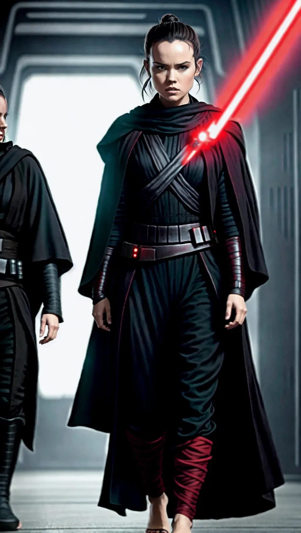 Dopamine Girl - barefoot evil Sith Rey wearing black Sith robe pants ...