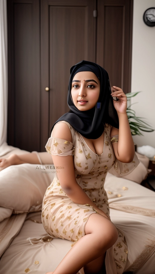 professional photograph of a 20 years old indian ((hijab)) girl exposing deep cleavage and thick thighs,
cute face, cute eyes, realistic cute face, highly detailed cute face,
highly realistic cute face, reflective eyes, cute eyes,
deep cleavage,
black cloths,