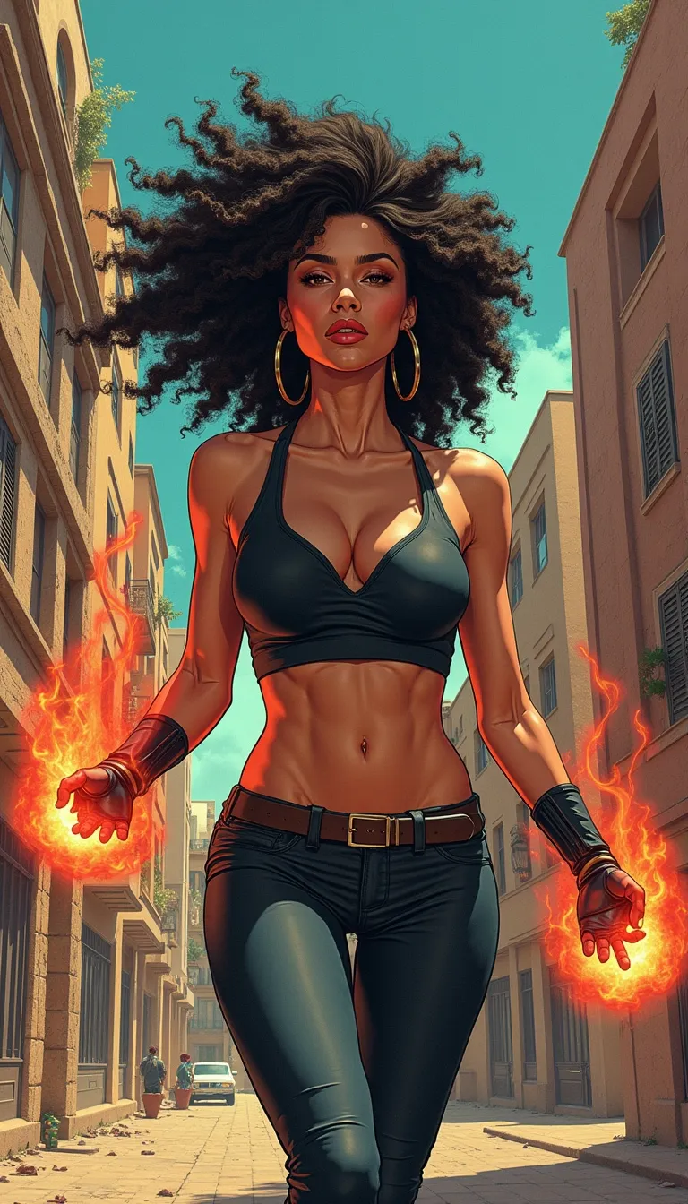 photorealistic and surrealistic film in a comic illustrations style by Mike Deodato,
(interesting unique diverse complex character design that can be a man or woman:1.2),(photorealistic detailed face:1.1),
(classic stereotypical over tuned retro comics body shape and anatomy),
big variation of colors , smooth pencil brush to create a composition of vivid colors, thick black outlines, flat shading, minimal highlights ,interesting detailed Foreground and background depth are clear giving visual complexity to the scene,
(dynamic diversity of different angles with dynamic distance to person to create a powerful dramatic cinematic intense action image as our hero uses their supernatural powers:1.3),
(Our hero is a heroic brave confident attractive woman in their mid twenties:1.1), (the hero´s Ethnicity origin is fully random and representing a blend of all types of global human diversity:1.2), (interesting diverse hair color that matches the person´s origin and personality ),
(human hands with five fingers per hand),(toned athletic stomach), skin is slightly glistening with sweat,(makeup matches the person´s personality),
Our hero is in a dynamic pose depending on what the person is doing,
interesting random diverse renown famous places in the world with dynamical correct detailed background with correct interior or exterior) ,
person is wearing functional heroic clothes that fits the person´s personality and the activity the person is doing, (the persons outfit can have multiple layers of clothing),
Person’s face expression is dynamic and fits the mood and scene the person is in,
(avoid all types copyrighted iconic logos icons brands)