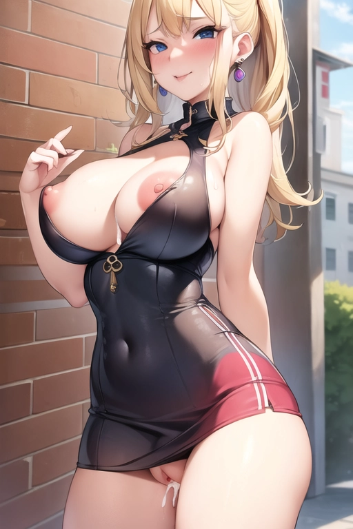 blonde college girl, (random face:1.4), (outfit:1.5), cleavage, 8k, UHD, nice (breasts:1.4), nipples, (slut:1.4), (cum:1.3), jewellery, earrings, spread legs