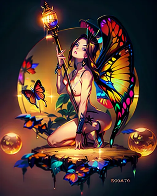 a beautiful butterfly woman, 8k, highly detailed.