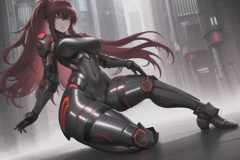 full body, cyberpunk girl, very sexy very very tight cyberpunk heavy armor, high detail beautiful eyes, high detail dark red hair, high detail cameltoe, high detail small size breasts, hdr, high detail shadows, high detail lighting, high detail cyberpunk background, high detail mist, dramatic lighting, hdr, highres shadows