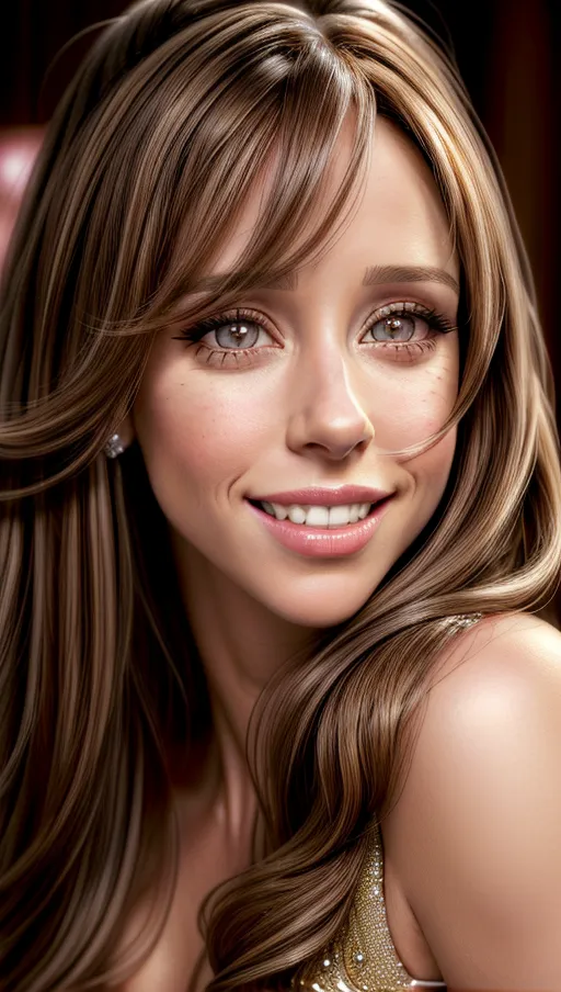 A high resolution highly detailed facial portrait photography of Jennifer Love Hewitt, seductive smile, glamorous hairstyle,
realistic detailed hair, realistic detailed skin, realistic detailed eyelashes, detailed eyes,
professional makeup, accurate skin,
accurate eyes, accurate teeth, accurate mouth,
pretty teeth, textured skin, pores,
masterpiece,
<lora:dpmg_add_detail:1>