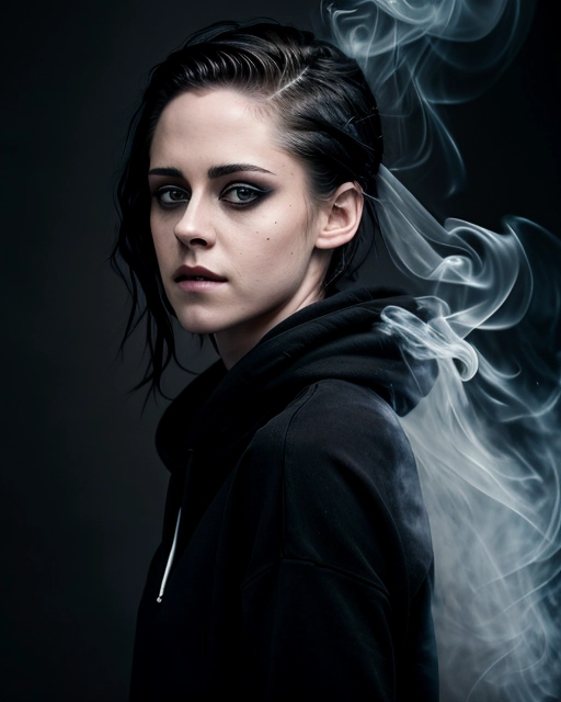 (skinny naked demonic goth Kristen Stewart:1.11),
(black makeup, black grey facepaint, black eyeshadows:1.13),sideview,
(accurate face, photorealistic face,perfect face,detailed face:1.27),
serious,(in the dense smoke:1.3),(wearing black hoodie:1.1),
(face close up:1.25),
uncensored,
HDR, UHD, 64K,
Highly detailed,
Vivid Colors,
Studio lighting,
Professional,
Unreal engine,