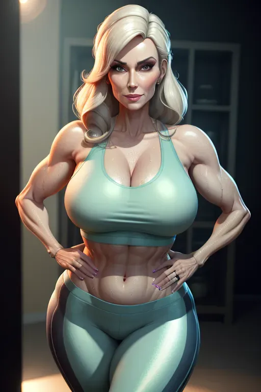 Stepford wife, MILF, sweaty from jogging, sweaty from working out, in shape, 45 years old, 8k, ArtStation,ultra-realistic, animation software Presto, rendered by RenderMan