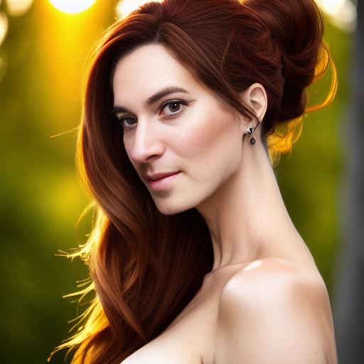 Photo, woman, Model, Medium shot, Sun lighting, outdoor, HDR, UHD, 64K, beautiful woman, brown hair, ponytail, nsfw