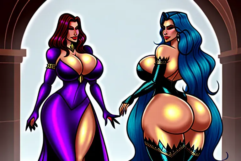 sexy dragonborn sorceress queen, big hair, big tits, big ass, sexy gown