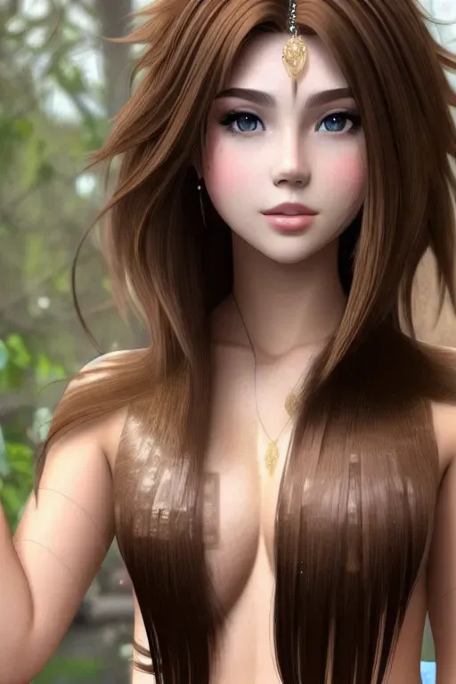 1 girl, solo well built,nude wild brown hair