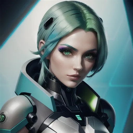 Dopamine Girl - cybernetic girl with green and blue hair X1xRXMdkWzn