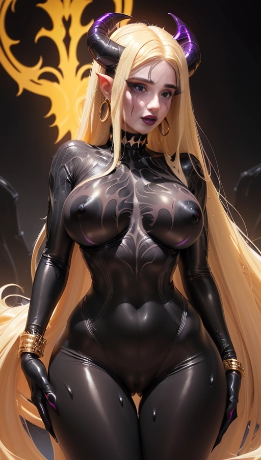 best quality, (((ultra high res))), (((detailed face and eyes))), ((perfect face)), (big shining heart choker), earrings, jewelry, (((big glowing succubus mark))), ((((big glowing succubus bodymark)))), (conjuring), witch, ((very long voluminous hair)), (((black gloves))), (((blonde hair))), (((golden bracelet))), (((huge golden hair cuff))), (((black skintight neckholder))), ((face closeup)), ((((pure black lipstick)))), ((((pure black lips)))), (((((black demon tail))))), ((black long sleeves)), ((purple glowing heart)), (((demon mark))), heart on womb, ((((straight blonde hair)))), ((pink luminescence)), (((Kylie Jenner))), (((huge boobs))), (((huge cameltoe))), (((symbiote girl))), ((((symbiote goo suit)))), ((((black demon horns)))), (((((very very long hair))))), (((perfect face and eyes))), (((straight hair))), (((symbiote goo skin))), ((((symbiote goo body))))