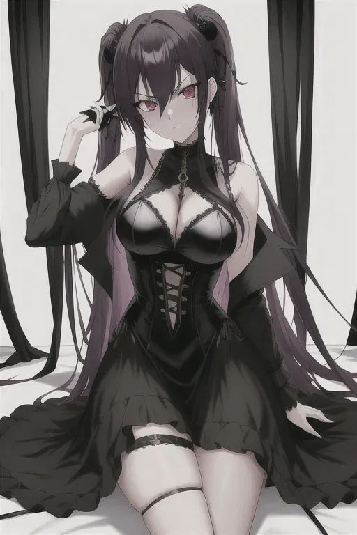 photograph, 20 year old, an anime girl, insanely beautiful, goth clothes, black, halloween party, daytime, studio light, angry, 8k, professional