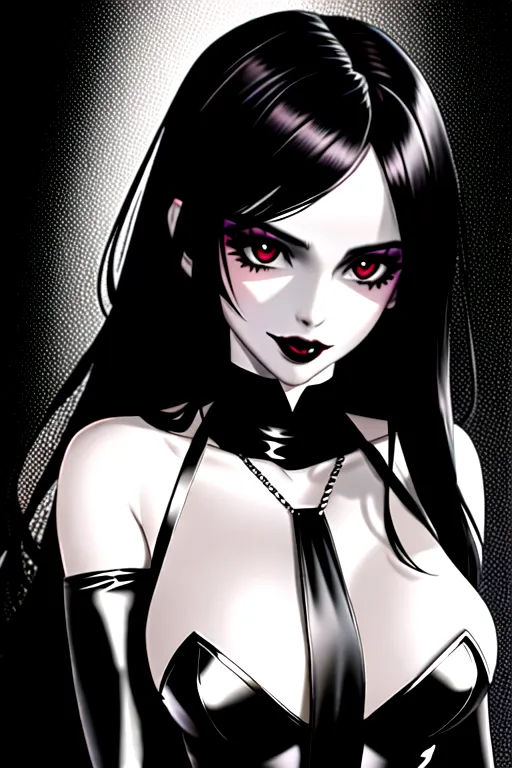 realistic, masterpiece, best quality, vampire girl, goth, goth girl, long black hair, black stockings, tank top, most beautiful face, medium breasts, perfect face, perfect mouth, perfect lips, perfect anatomy, perfect fingers, perfect hands, nsfw, dramatic lighting, hentai, shadman artstyle, shadman, alternative, emo, gothic, skull tattoo on shoulder