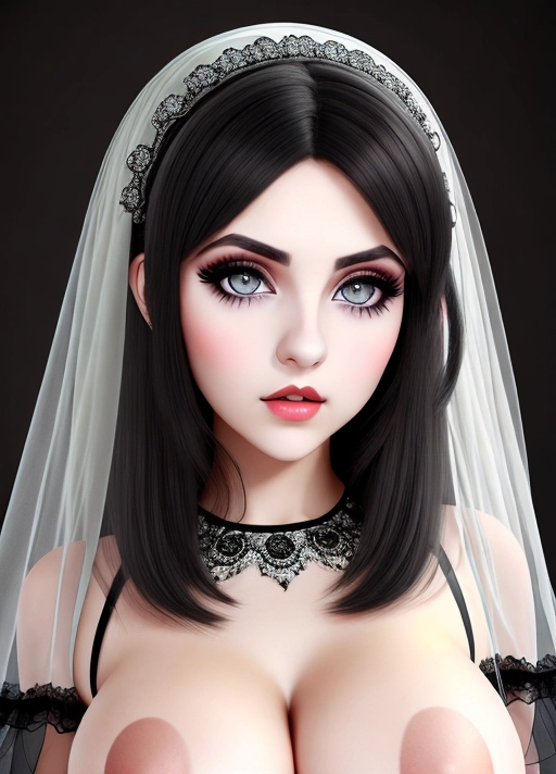 Cute Italian girl, simple grunge makeup, pale colored eyes, big wide eyes, black hair, big lips, high riding huge boobs, gigantic tits, elegant ball gown, photorealistic, best quality, ultra high resolution