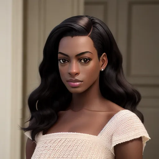 Anne Hathaway with dark skin,
Anne Hathaway with ebony skin,
skin change,
skin color change,
only change skin,
accurate features with dark skin,
accurate face,
hyperrealistic features,
